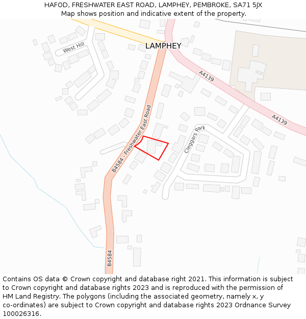 HAFOD, FRESHWATER EAST ROAD, LAMPHEY, PEMBROKE, SA71 5JX: Location map and indicative extent of plot