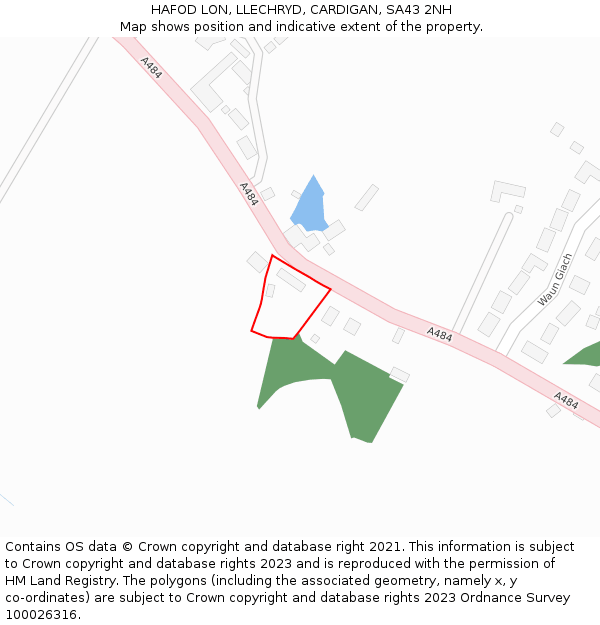 HAFOD LON, LLECHRYD, CARDIGAN, SA43 2NH: Location map and indicative extent of plot