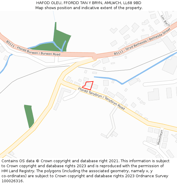 HAFOD OLEU, FFORDD TAN Y BRYN, AMLWCH, LL68 9BD: Location map and indicative extent of plot