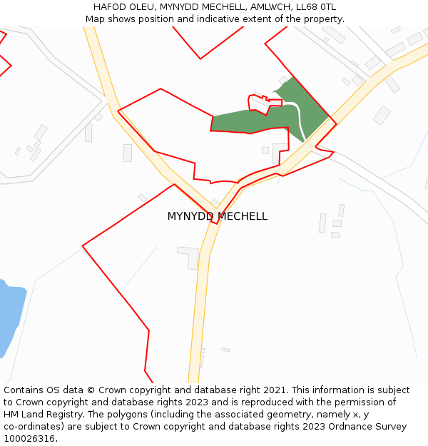 HAFOD OLEU, MYNYDD MECHELL, AMLWCH, LL68 0TL: Location map and indicative extent of plot