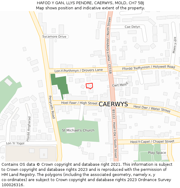 HAFOD Y GAN, LLYS PENDRE, CAERWYS, MOLD, CH7 5BJ: Location map and indicative extent of plot