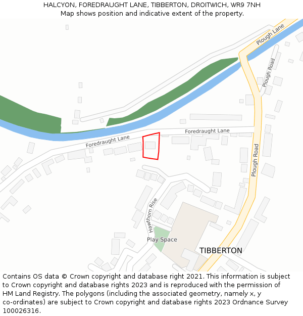 HALCYON, FOREDRAUGHT LANE, TIBBERTON, DROITWICH, WR9 7NH: Location map and indicative extent of plot