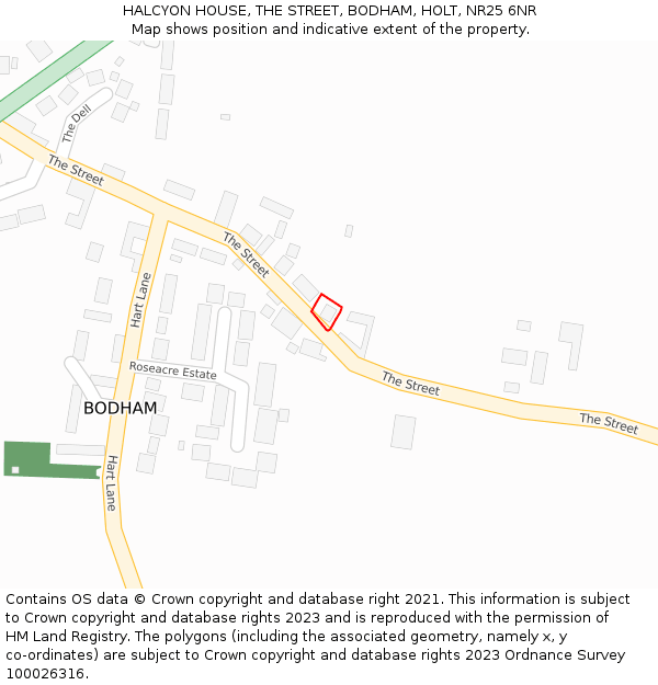 HALCYON HOUSE, THE STREET, BODHAM, HOLT, NR25 6NR: Location map and indicative extent of plot