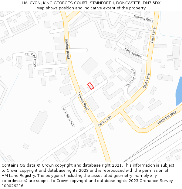 HALCYON, KING GEORGES COURT, STAINFORTH, DONCASTER, DN7 5DX: Location map and indicative extent of plot