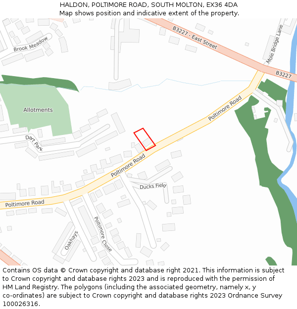 HALDON, POLTIMORE ROAD, SOUTH MOLTON, EX36 4DA: Location map and indicative extent of plot