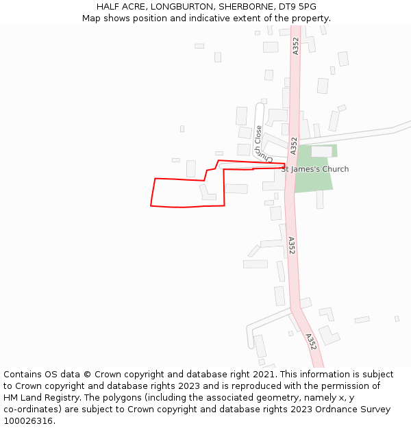 HALF ACRE, LONGBURTON, SHERBORNE, DT9 5PG: Location map and indicative extent of plot