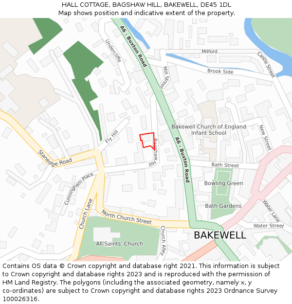 HALL COTTAGE, BAGSHAW HILL, BAKEWELL, DE45 1DL: Location map and indicative extent of plot