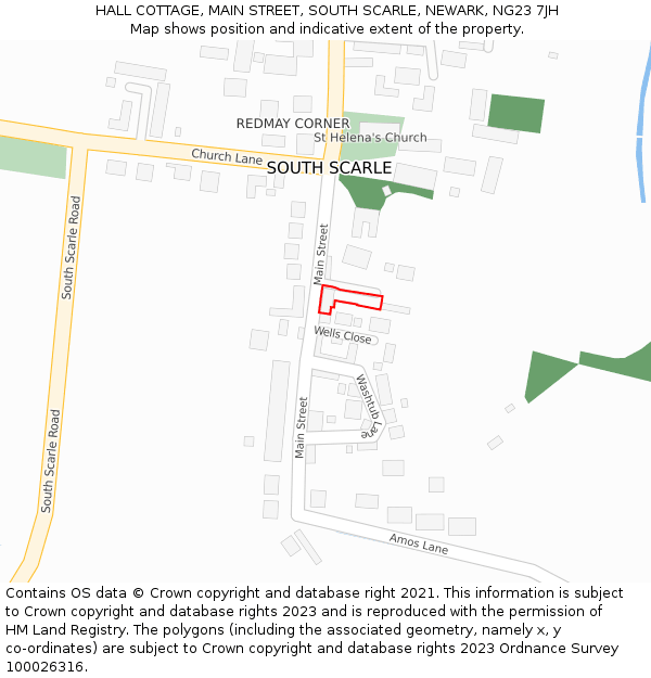 HALL COTTAGE, MAIN STREET, SOUTH SCARLE, NEWARK, NG23 7JH: Location map and indicative extent of plot