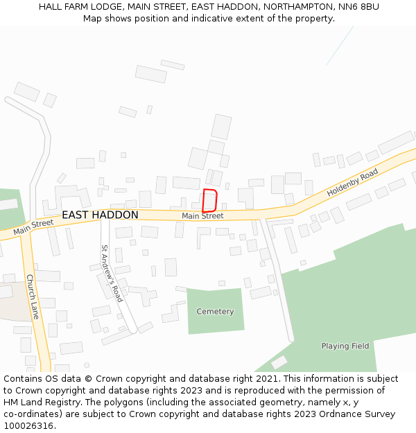 HALL FARM LODGE, MAIN STREET, EAST HADDON, NORTHAMPTON, NN6 8BU: Location map and indicative extent of plot