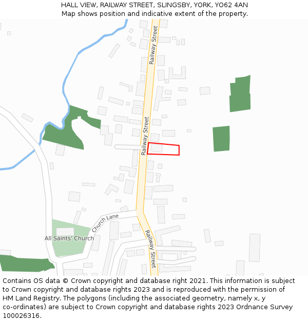HALL VIEW, RAILWAY STREET, SLINGSBY, YORK, YO62 4AN: Location map and indicative extent of plot