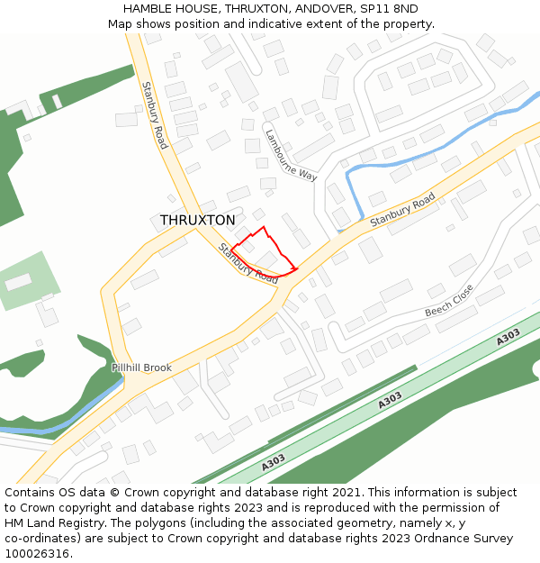 HAMBLE HOUSE, THRUXTON, ANDOVER, SP11 8ND: Location map and indicative extent of plot