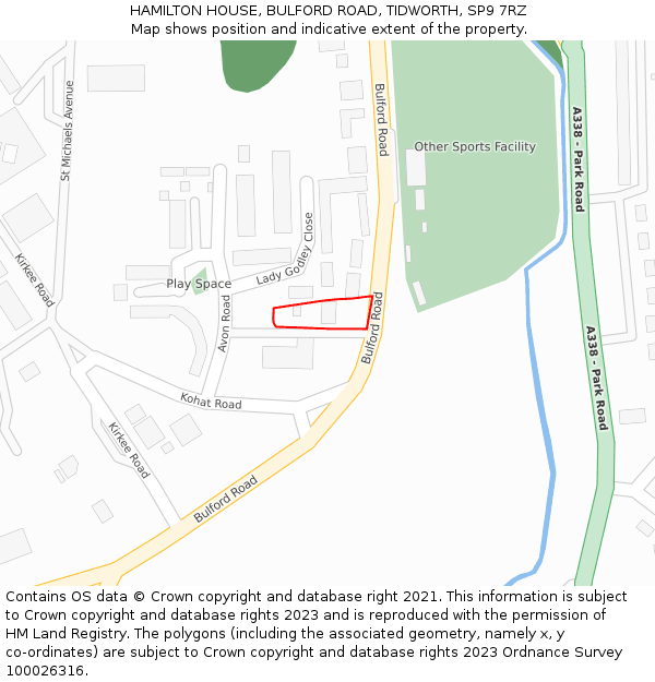 HAMILTON HOUSE, BULFORD ROAD, TIDWORTH, SP9 7RZ: Location map and indicative extent of plot