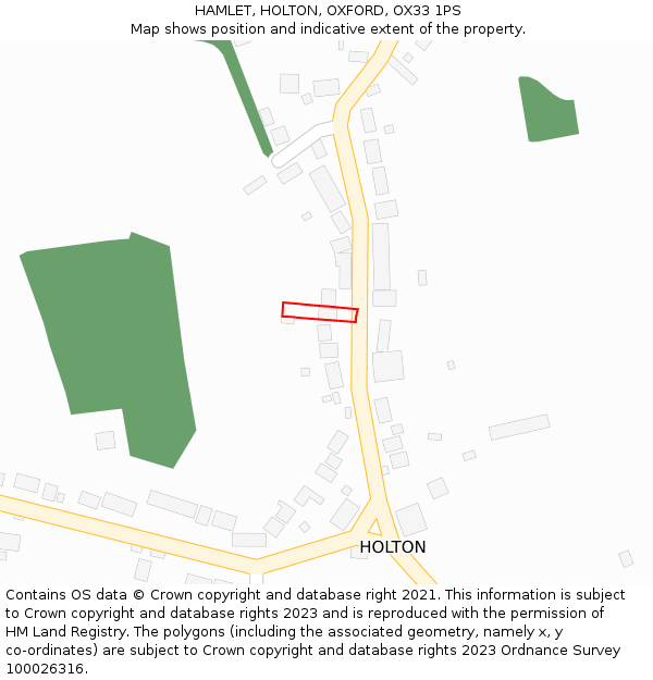 HAMLET, HOLTON, OXFORD, OX33 1PS: Location map and indicative extent of plot