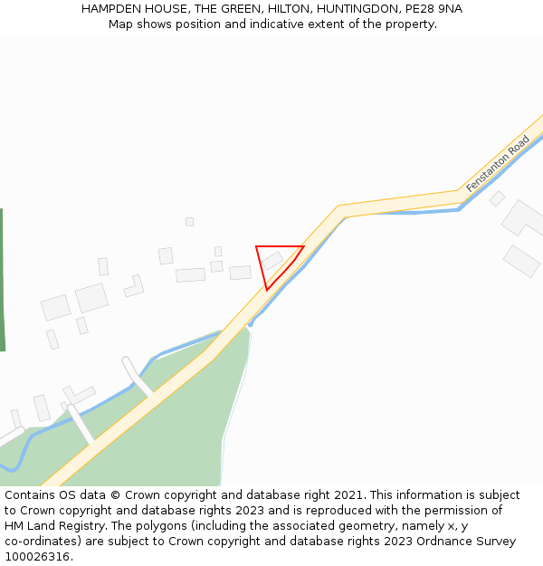 HAMPDEN HOUSE, THE GREEN, HILTON, HUNTINGDON, PE28 9NA: Location map and indicative extent of plot