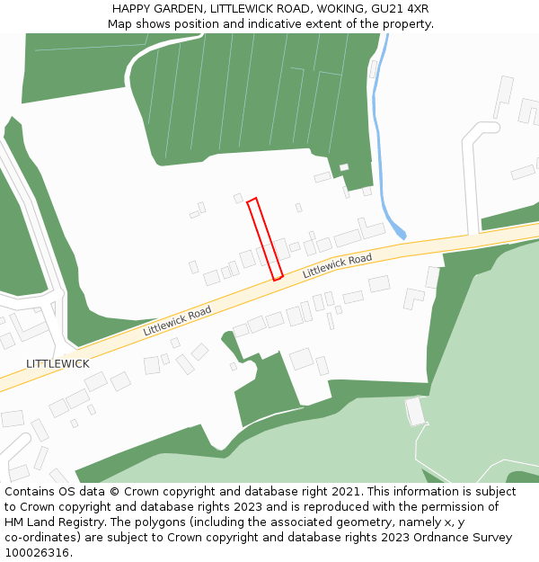 HAPPY GARDEN, LITTLEWICK ROAD, WOKING, GU21 4XR: Location map and indicative extent of plot