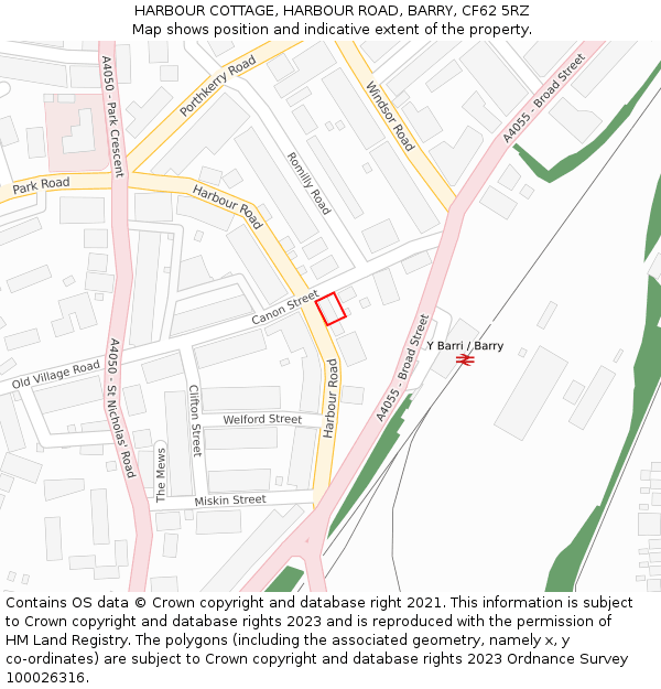 HARBOUR COTTAGE, HARBOUR ROAD, BARRY, CF62 5RZ: Location map and indicative extent of plot