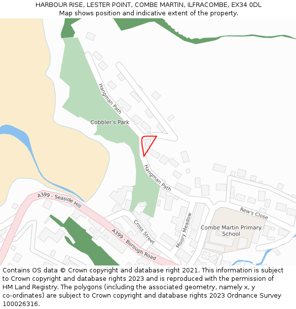 HARBOUR RISE, LESTER POINT, COMBE MARTIN, ILFRACOMBE, EX34 0DL: Location map and indicative extent of plot