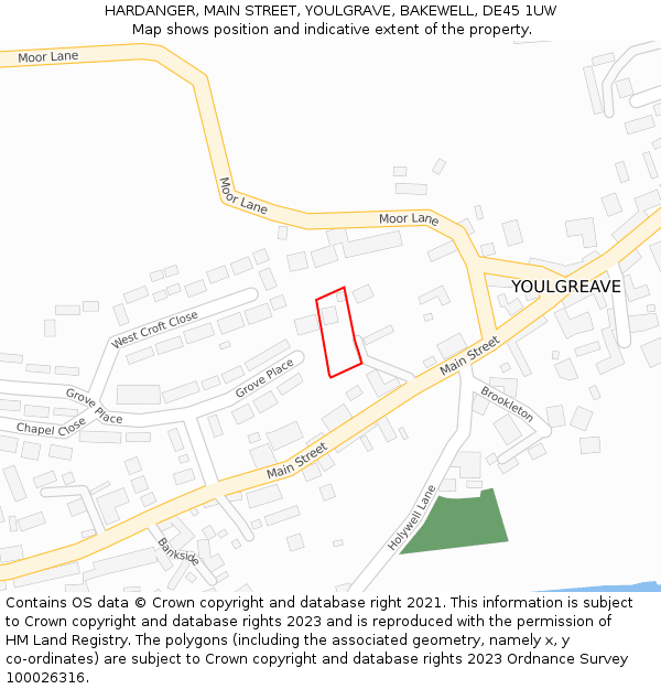 HARDANGER, MAIN STREET, YOULGRAVE, BAKEWELL, DE45 1UW: Location map and indicative extent of plot