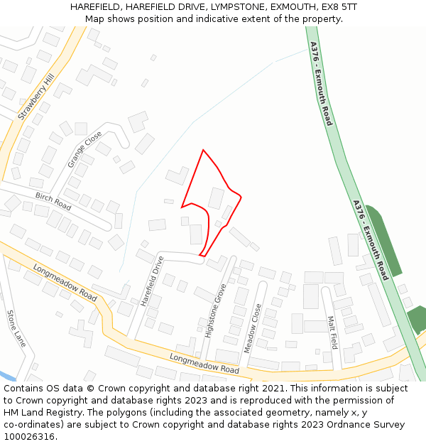 HAREFIELD, HAREFIELD DRIVE, LYMPSTONE, EXMOUTH, EX8 5TT: Location map and indicative extent of plot