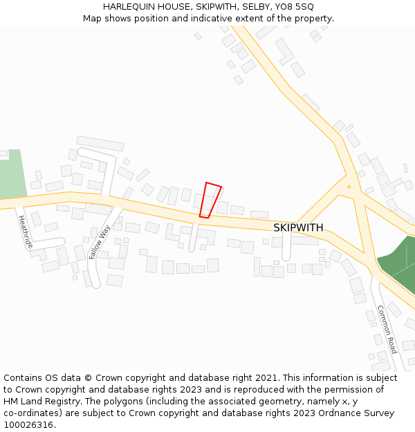 HARLEQUIN HOUSE, SKIPWITH, SELBY, YO8 5SQ: Location map and indicative extent of plot