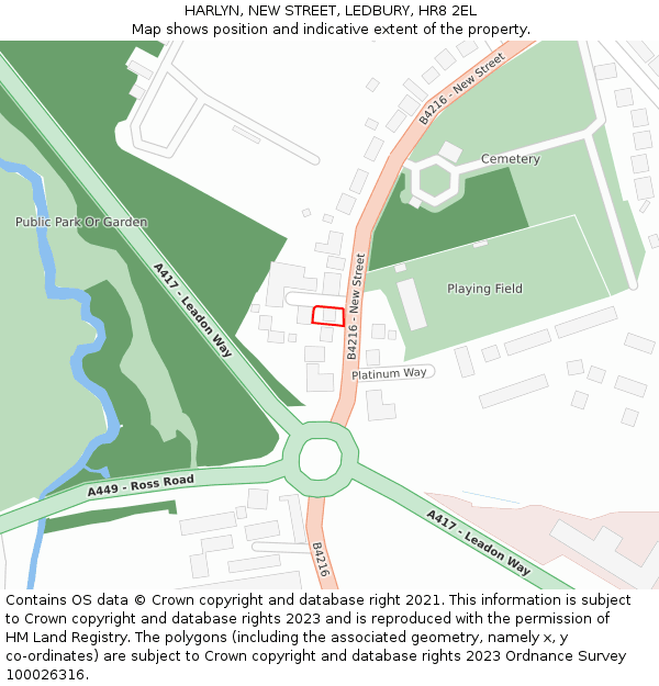 HARLYN, NEW STREET, LEDBURY, HR8 2EL: Location map and indicative extent of plot