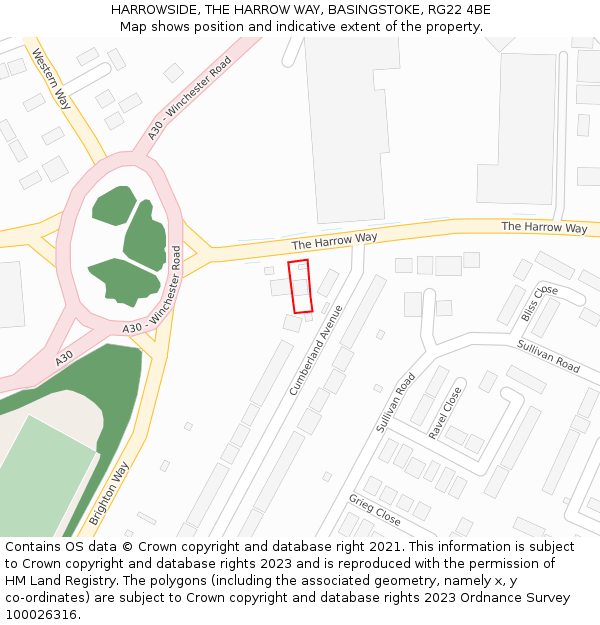 HARROWSIDE, THE HARROW WAY, BASINGSTOKE, RG22 4BE: Location map and indicative extent of plot