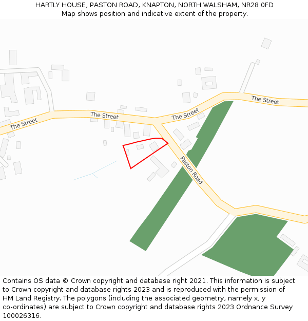 HARTLY HOUSE, PASTON ROAD, KNAPTON, NORTH WALSHAM, NR28 0FD: Location map and indicative extent of plot