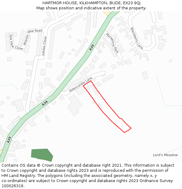 HARTMOR HOUSE, KILKHAMPTON, BUDE, EX23 9QJ: Location map and indicative extent of plot