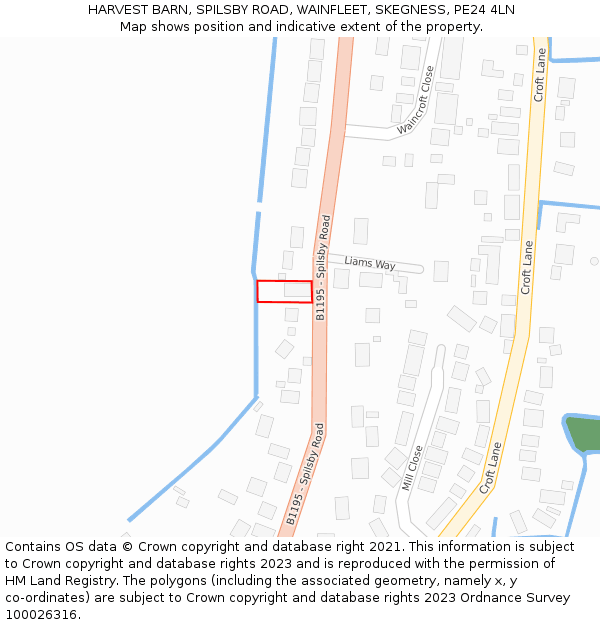 HARVEST BARN, SPILSBY ROAD, WAINFLEET, SKEGNESS, PE24 4LN: Location map and indicative extent of plot