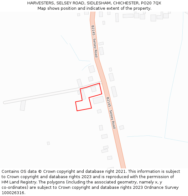 HARVESTERS, SELSEY ROAD, SIDLESHAM, CHICHESTER, PO20 7QX: Location map and indicative extent of plot