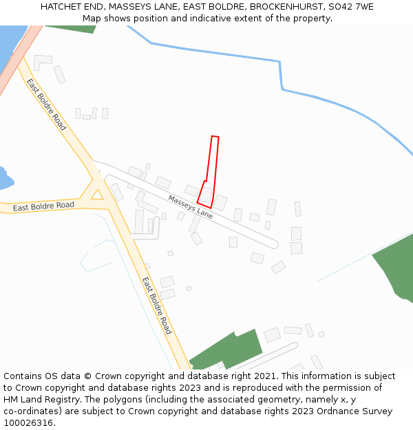 HATCHET END, MASSEYS LANE, EAST BOLDRE, BROCKENHURST, SO42 7WE: Location map and indicative extent of plot