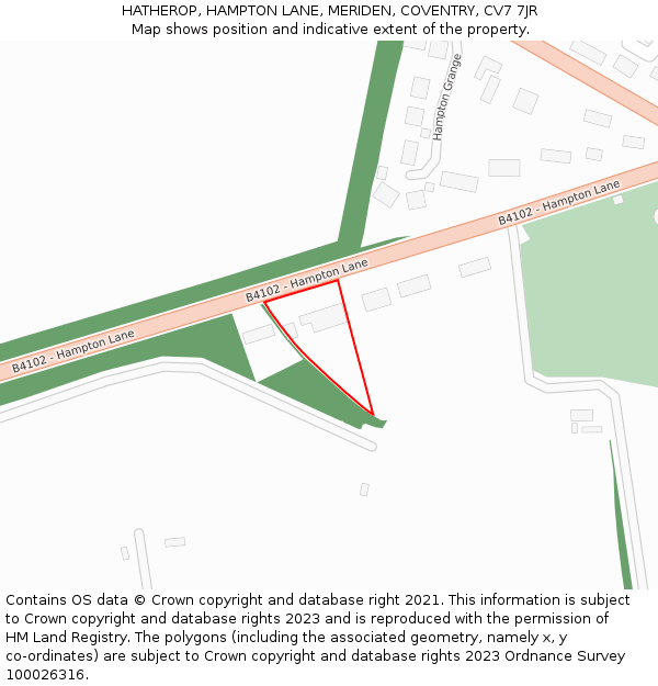 HATHEROP, HAMPTON LANE, MERIDEN, COVENTRY, CV7 7JR: Location map and indicative extent of plot