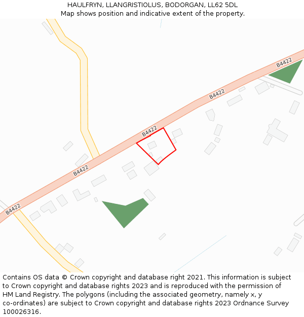 HAULFRYN, LLANGRISTIOLUS, BODORGAN, LL62 5DL: Location map and indicative extent of plot