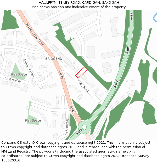 HAULFRYN, TENBY ROAD, CARDIGAN, SA43 3AH: Location map and indicative extent of plot