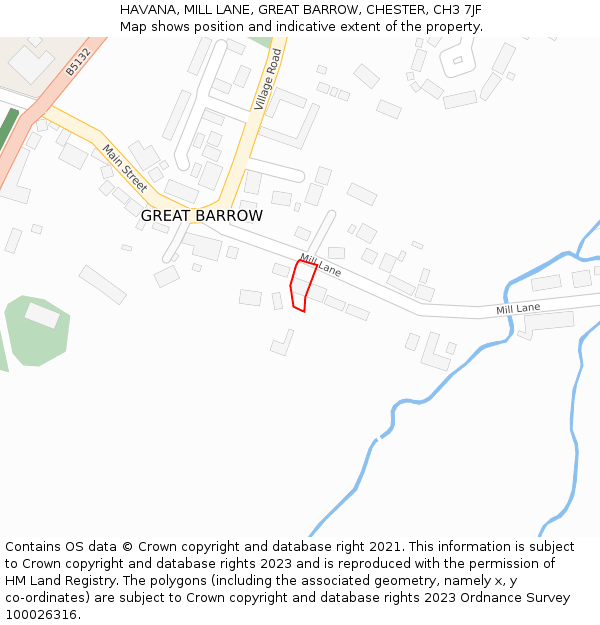 HAVANA, MILL LANE, GREAT BARROW, CHESTER, CH3 7JF: Location map and indicative extent of plot