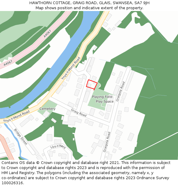 HAWTHORN COTTAGE, GRAIG ROAD, GLAIS, SWANSEA, SA7 9JH: Location map and indicative extent of plot