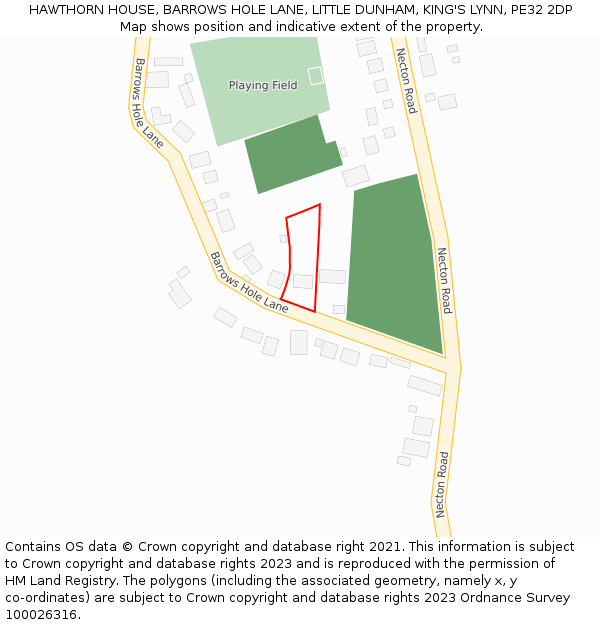 HAWTHORN HOUSE, BARROWS HOLE LANE, LITTLE DUNHAM, KING'S LYNN, PE32 2DP: Location map and indicative extent of plot