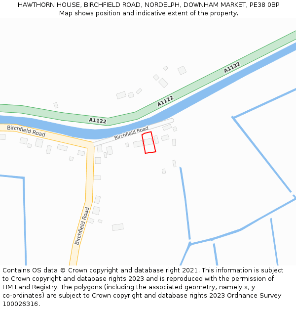 HAWTHORN HOUSE, BIRCHFIELD ROAD, NORDELPH, DOWNHAM MARKET, PE38 0BP: Location map and indicative extent of plot