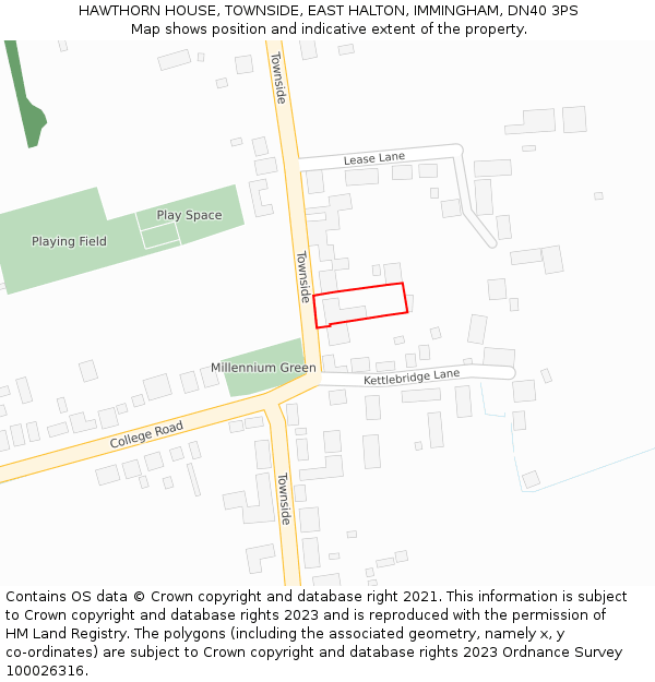 HAWTHORN HOUSE, TOWNSIDE, EAST HALTON, IMMINGHAM, DN40 3PS: Location map and indicative extent of plot