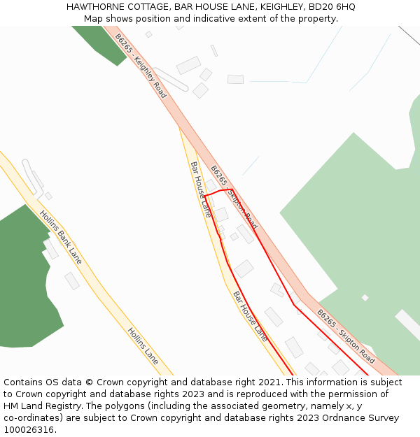 HAWTHORNE COTTAGE, BAR HOUSE LANE, KEIGHLEY, BD20 6HQ: Location map and indicative extent of plot