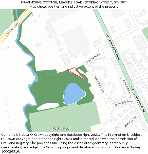 HAWTHORNE COTTAGE, LEASIDE ROAD, STOKE-ON-TRENT, ST4 6PN: Location map and indicative extent of plot