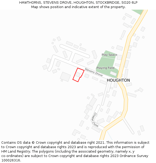 HAWTHORNS, STEVENS DROVE, HOUGHTON, STOCKBRIDGE, SO20 6LP: Location map and indicative extent of plot