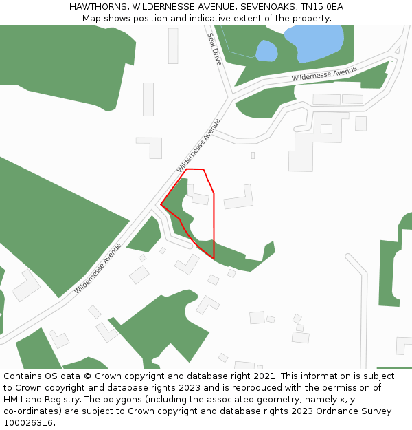 HAWTHORNS, WILDERNESSE AVENUE, SEVENOAKS, TN15 0EA: Location map and indicative extent of plot