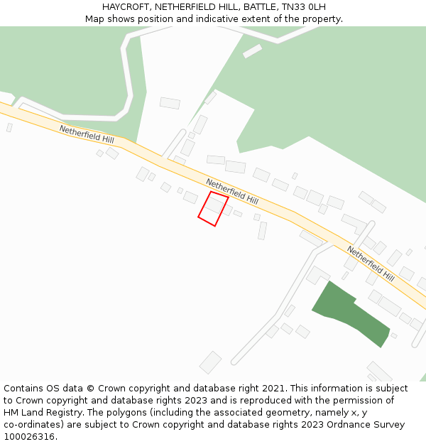 HAYCROFT, NETHERFIELD HILL, BATTLE, TN33 0LH: Location map and indicative extent of plot