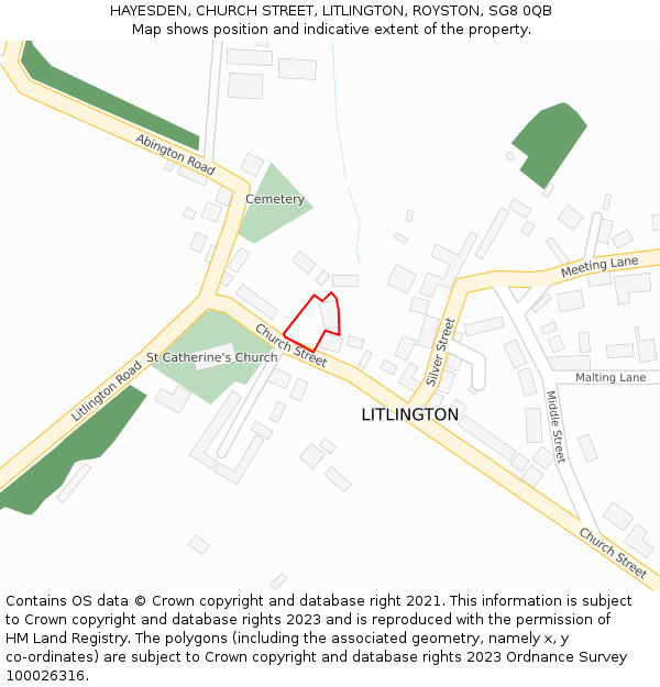 HAYESDEN, CHURCH STREET, LITLINGTON, ROYSTON, SG8 0QB: Location map and indicative extent of plot