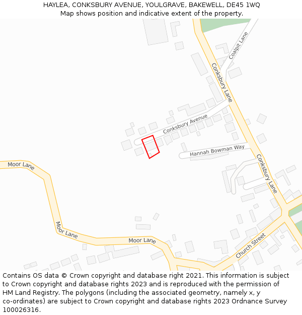 HAYLEA, CONKSBURY AVENUE, YOULGRAVE, BAKEWELL, DE45 1WQ: Location map and indicative extent of plot