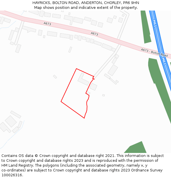 HAYRICKS, BOLTON ROAD, ANDERTON, CHORLEY, PR6 9HN: Location map and indicative extent of plot