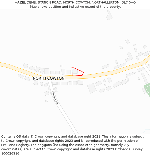 HAZEL DENE, STATION ROAD, NORTH COWTON, NORTHALLERTON, DL7 0HQ: Location map and indicative extent of plot