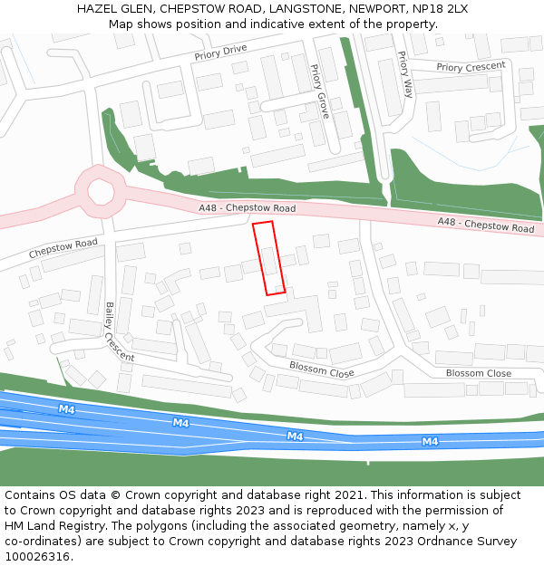 HAZEL GLEN, CHEPSTOW ROAD, LANGSTONE, NEWPORT, NP18 2LX: Location map and indicative extent of plot