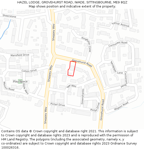 HAZEL LODGE, GROVEHURST ROAD, IWADE, SITTINGBOURNE, ME9 8QZ: Location map and indicative extent of plot